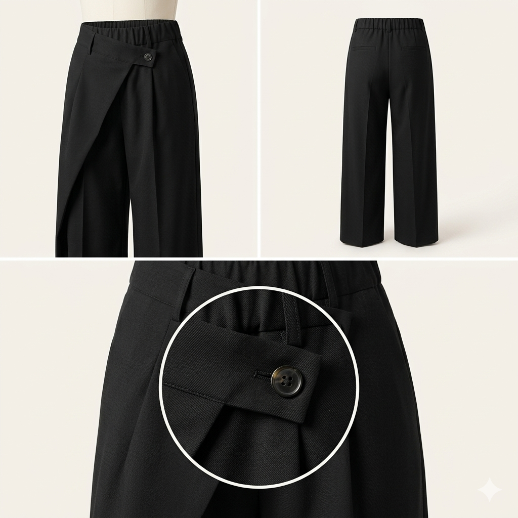 Pantalon asymétrique boutonné